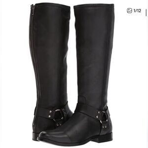 Frye Phillip Harness Tall Black Leather Boots